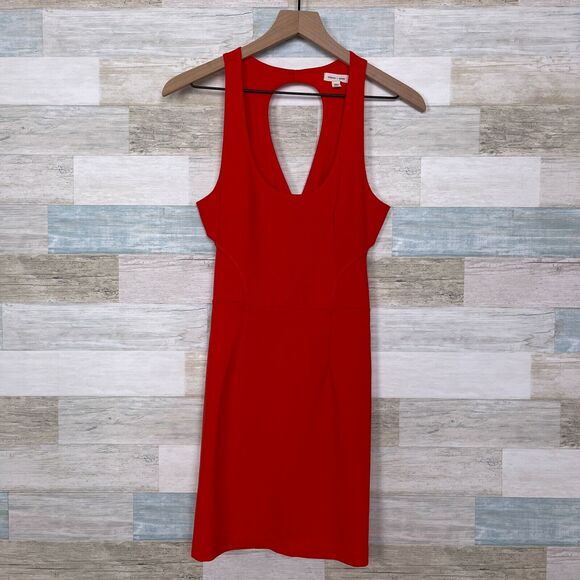 Silence & Noise Seamed Ponte Cut Out Dress Red Urban Outfitters Womens Medium - Picture 1 of 8